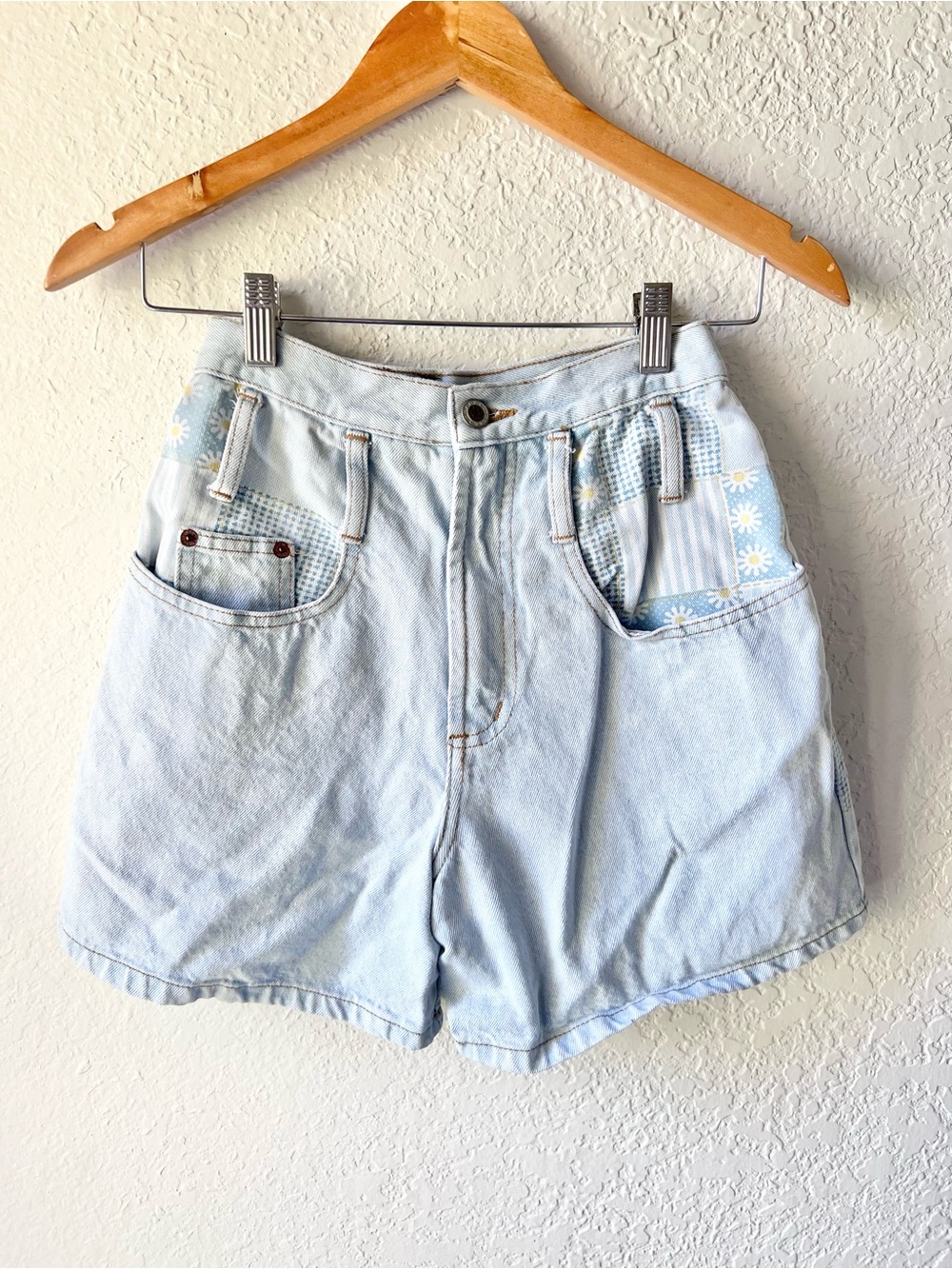 Vintage 90s Steel Jeans Daisy Patchwork Mom Jean Shorts Sz 3